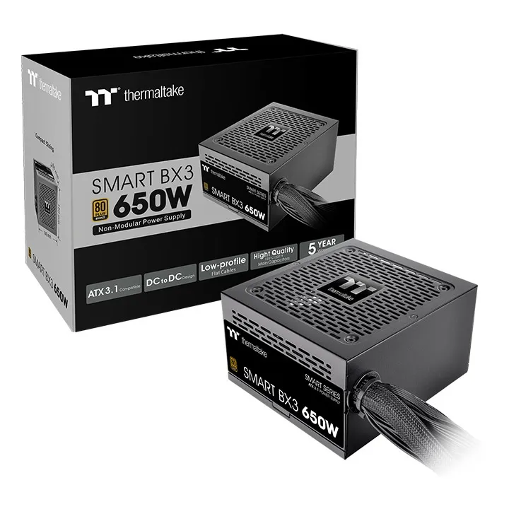 Thermaltake Smart BX3 80 PLUS Bronze 650 Watt ATX 3.1 Power Supply Non-Modular